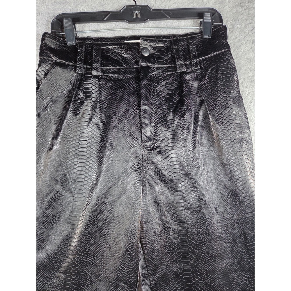 Topshop Pants Size 8 Black Womens Faux Leather Snakeskin Pleated Tapered
